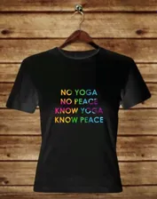 Футболка с принтом NO YOGA - NO PEACE, KNOW YOGA - KNOW PEACE (хлопок, чёрная, женская, XXL), 1 шт.
